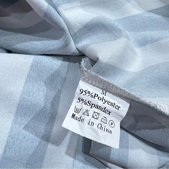 Shein White and Grey Striped V Neck Tank Top Women’s Medium - Picture 3 of 4